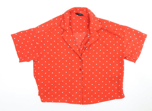 Monki Women's Red Polka Dot Button-Up Shirt XS