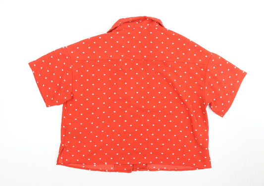 Monki Women's Red Polka Dot Button-Up Shirt XS
