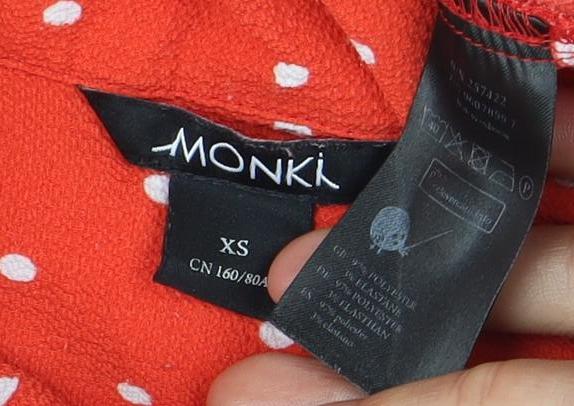 Monki Women's Red Polka Dot Button-Up Shirt XS