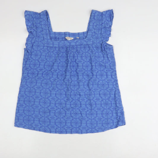 Fat Face Women's Blue Flutter Sleeve Blouse Size 12