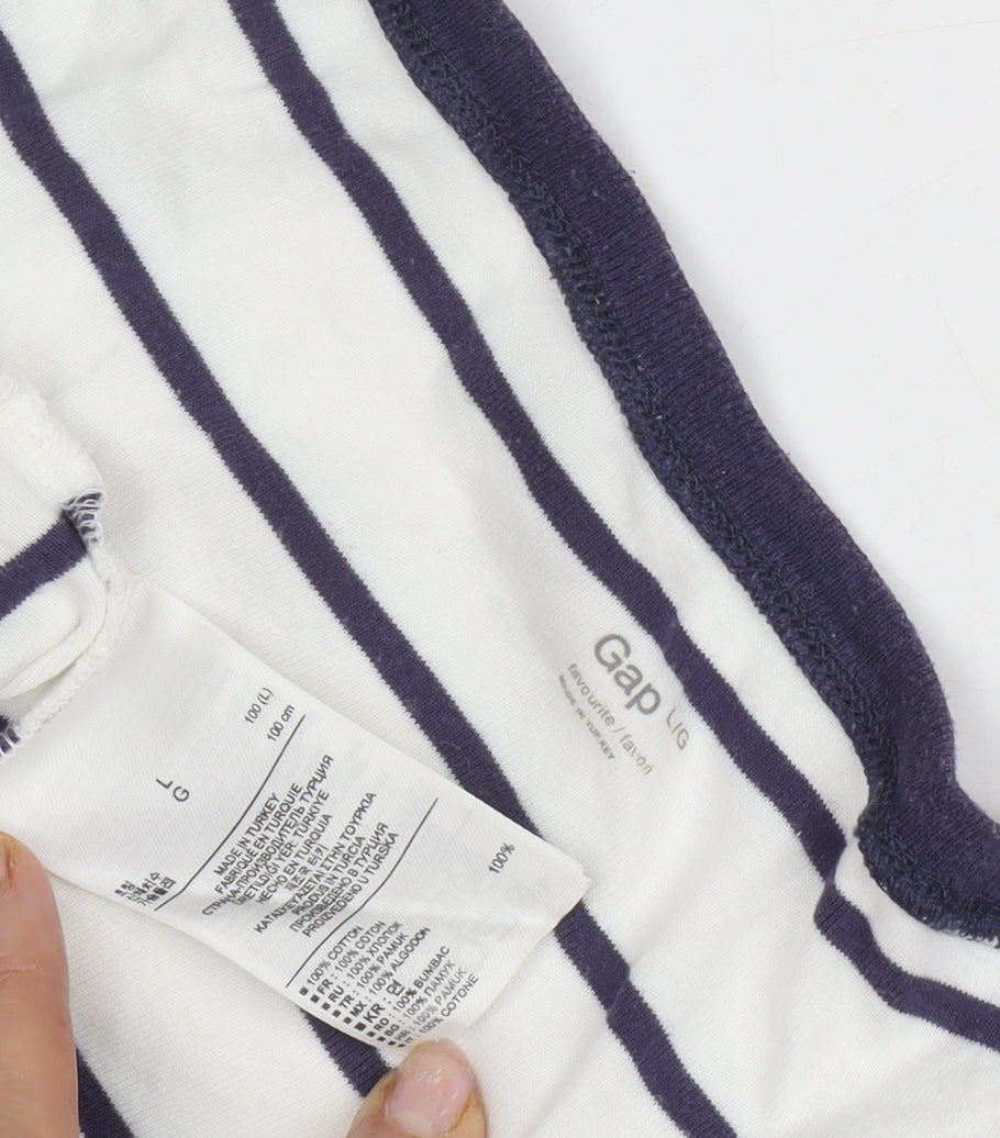 Gap Women's White Striped T-Shirt, L, 3/4 Sleeve Casual