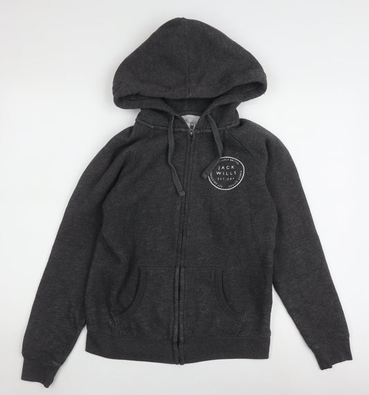 Jack Wills Women's Black Full Zip Hoodie, Size 10