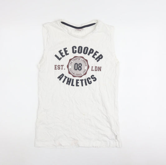 Lee Cooper Men's White XS Athletic Graphic T-Shirt