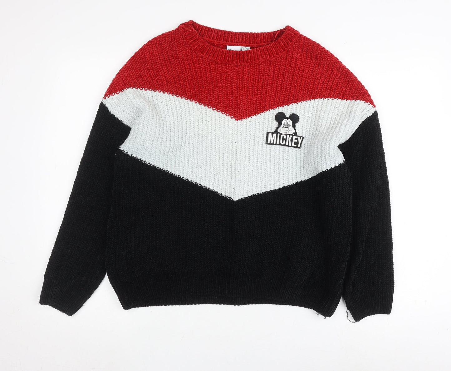 Disney Women's Red Black White Mickey Pullover Jumper M