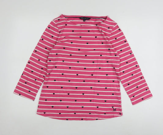 Crew Clothing Women's Pink Striped Cotton Top Size 12