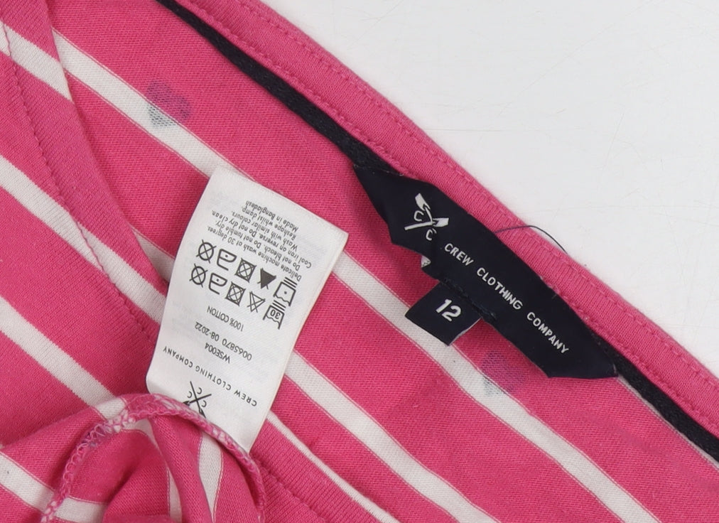 Crew Clothing Women's Pink Striped Cotton Top Size 12