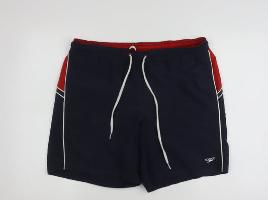 Speedo Men's Blue Athletic Shorts L, Elastic Waist