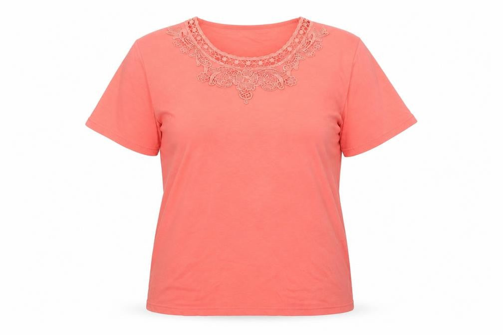Front view of Honor Millburn Women's Pink Embroidered T-Shirt L