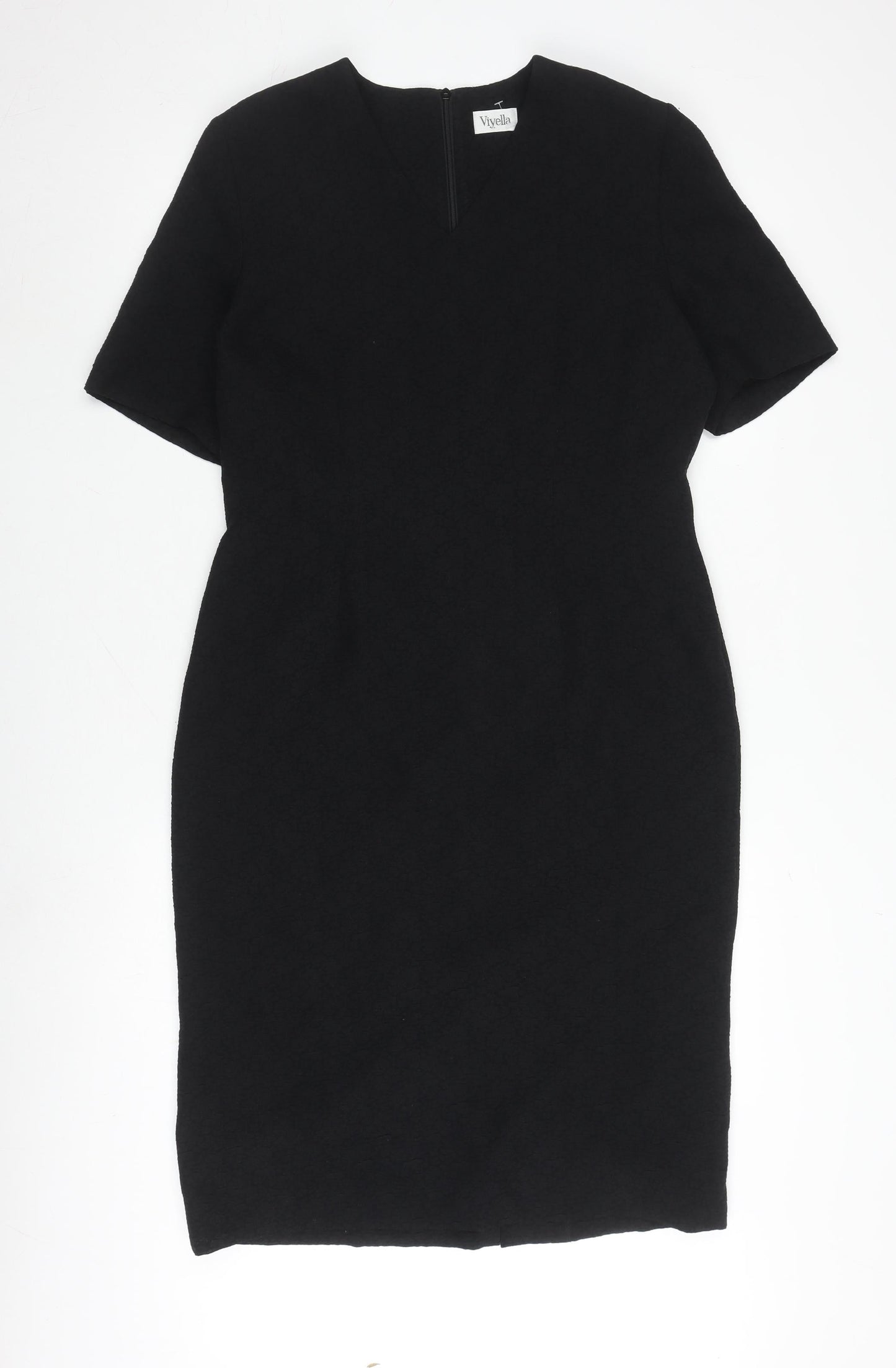 Viyella Black Women's Dress UK 12, V-Neck, Half Sleeve