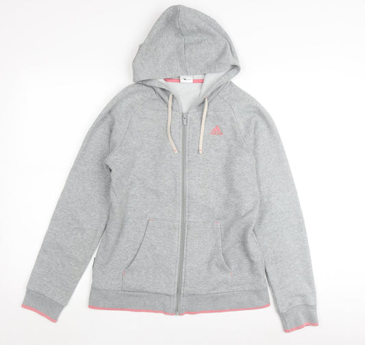 Adidas Women's Grey Full Zip Hoodie XS Lightweight