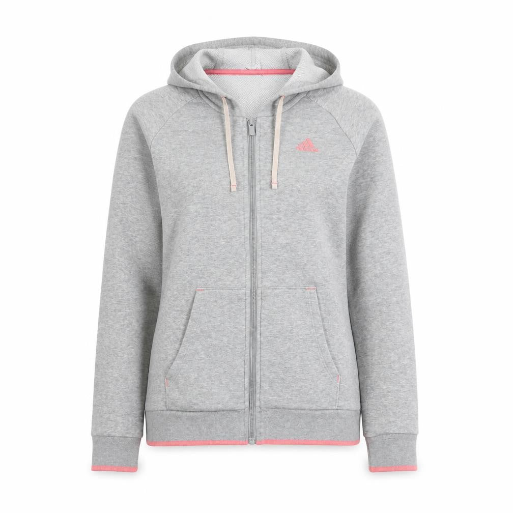 Womens UK XS Regular adidas Grey Full Zip Hoodie