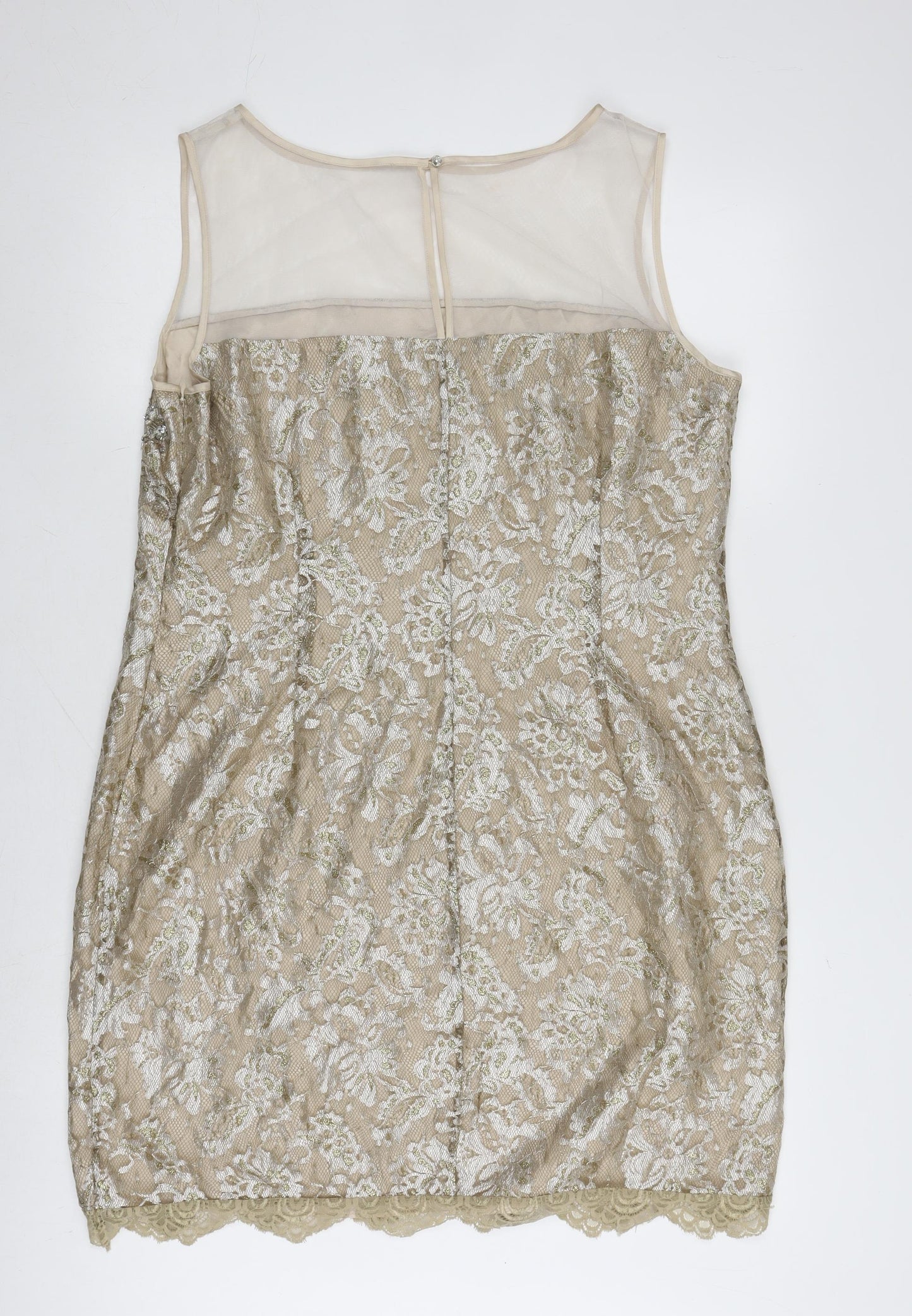 Coast Women's Beige Sleeveless Lace Dress Size 18