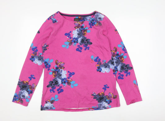 Joules Women's Pink Floral Long Sleeve Top UK 12