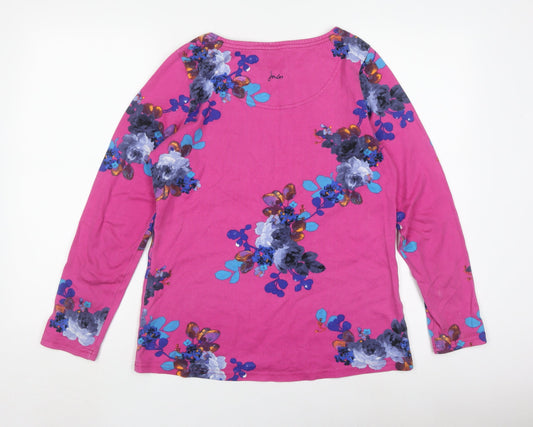 Joules Women's Pink Floral Long Sleeve Top UK 12