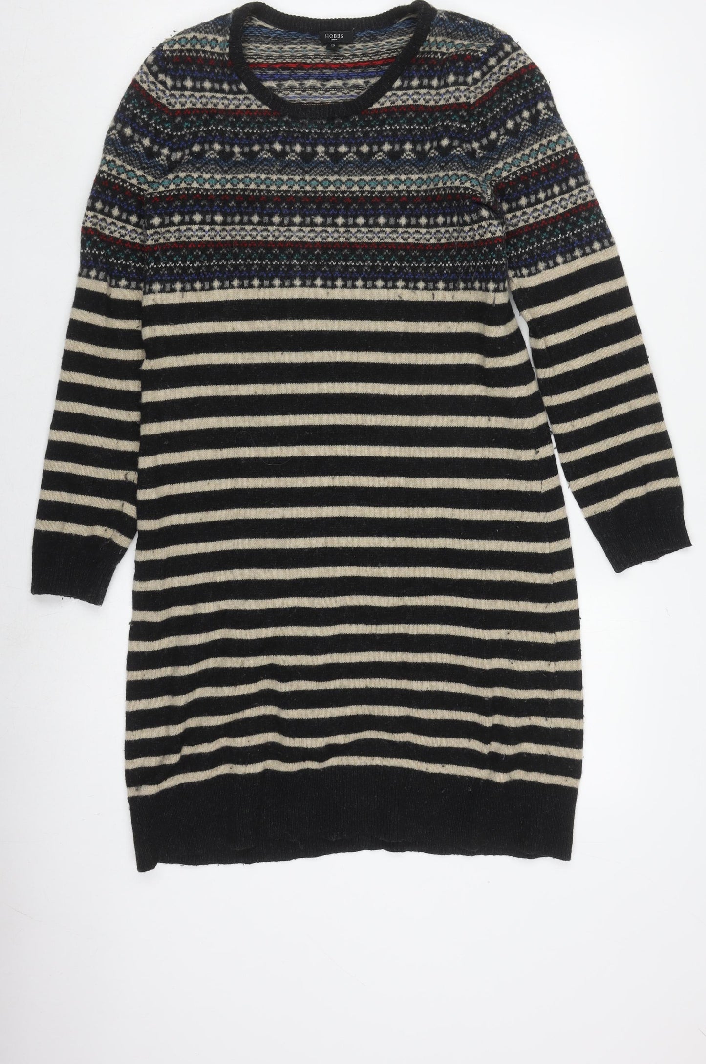 Hobbs Women's Multicoloured Wool Jumper Dress Size 12