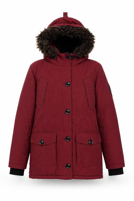 Womens UK Size XS Regular Superdry Red Polyester Coat