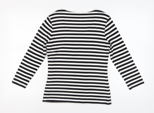 Hobbs Women's Black & White Striped T-Shirt, M
