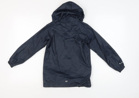 Regatta Boys Blue Windbreaker Jacket, Size 8, Hooded, Waterproof