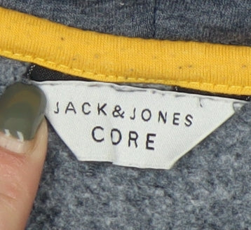 Jack & Jones Men's Grey Hoodie L Pullover Graphic