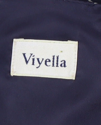 Viyella Women's Blue Floral Blouse UK 12 V-Neck
