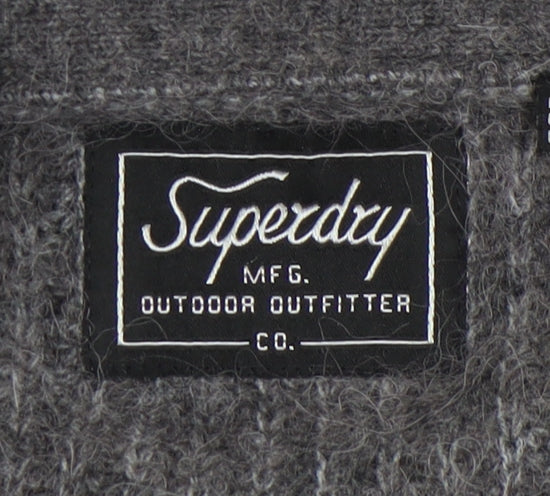 Superdry Women's Grey Alpaca Cardigan, Size 10 V-Neck Knit