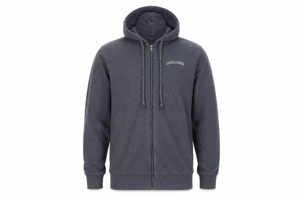 Mens UK XL Regular JACK & JONES Grey Full Zip Hoodie