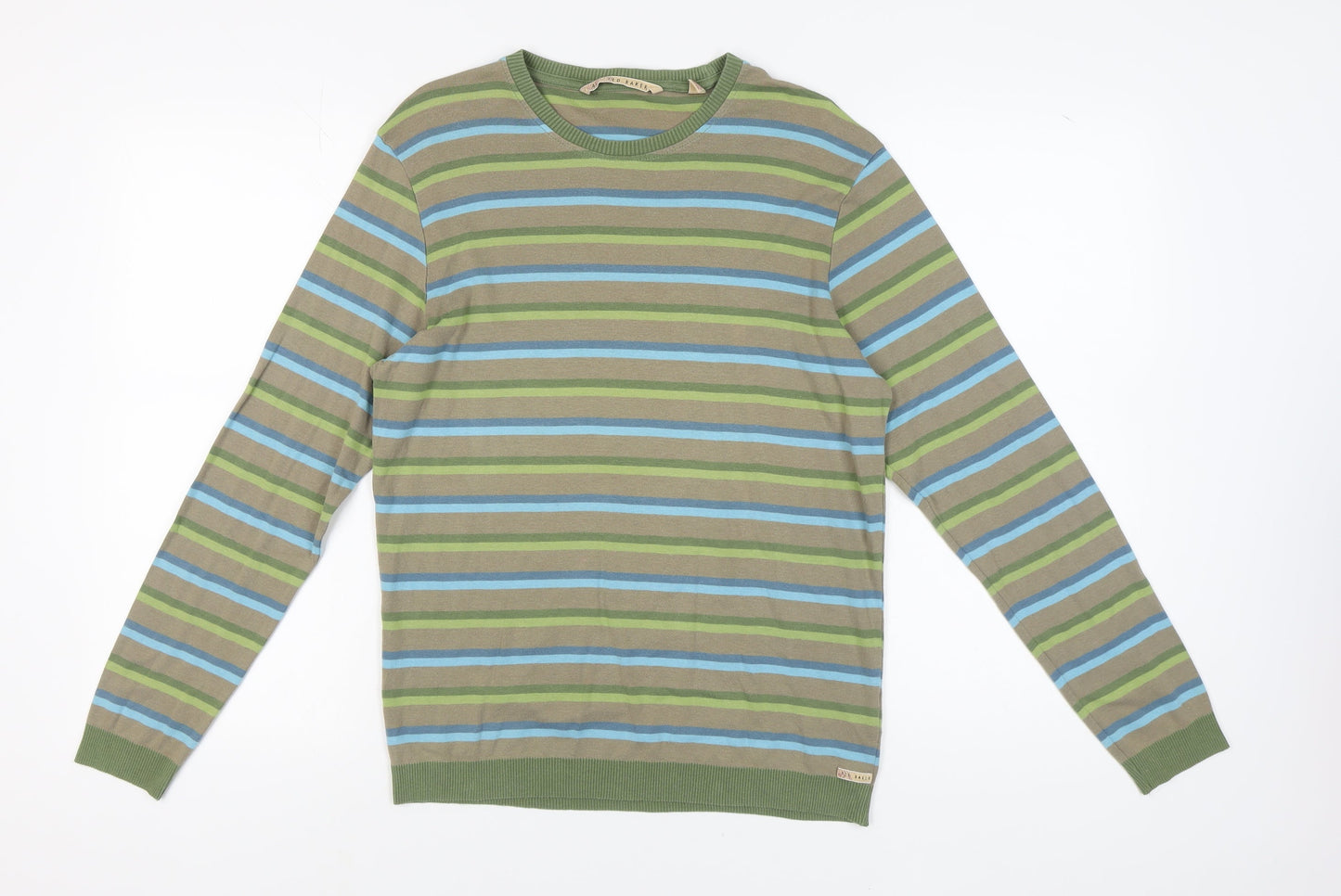 Ted Baker Men’s Multicoloured Striped Cotton T-Shirt L