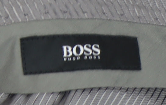 Hugo Boss Men's Grey Check Dress Trousers, Size 46