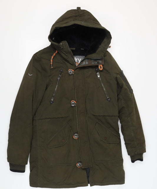 Superdry Men's Green Parka Jacket Medium, Hooded, Casual