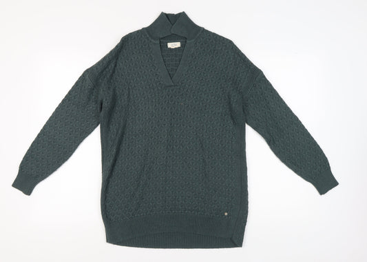 Fat Face Women's Green V-Neck Pullover Jumper Size 8