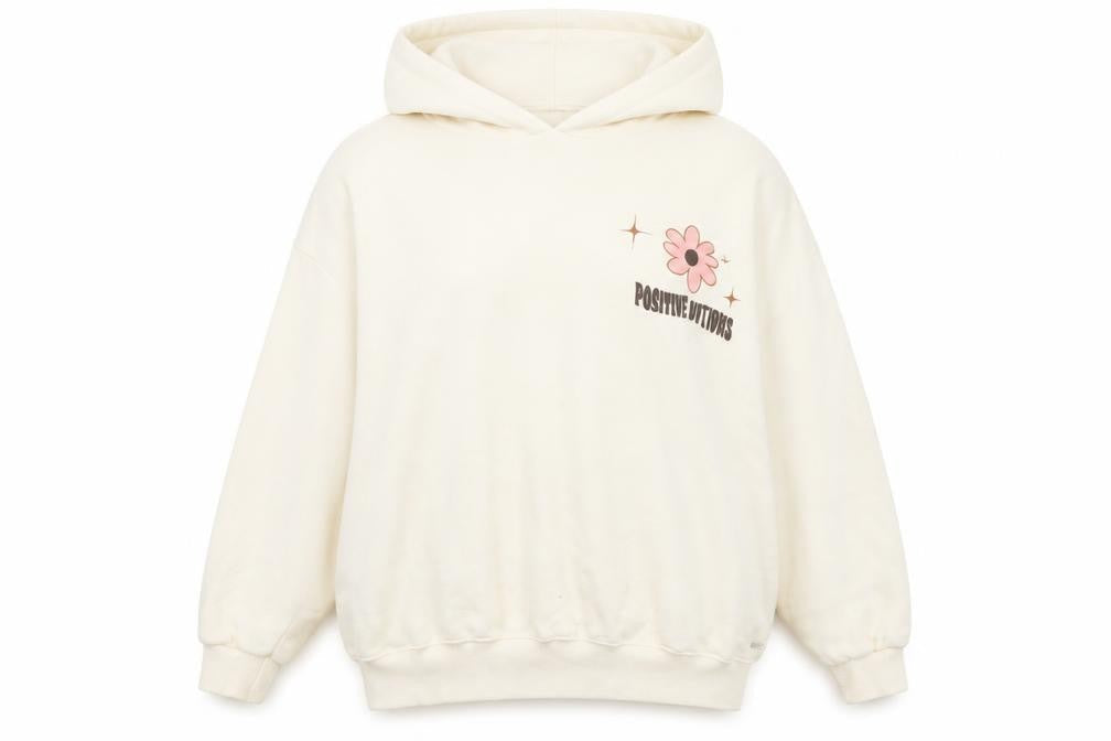 Pull&Bear Womens Ivory Graphic Hoodie L