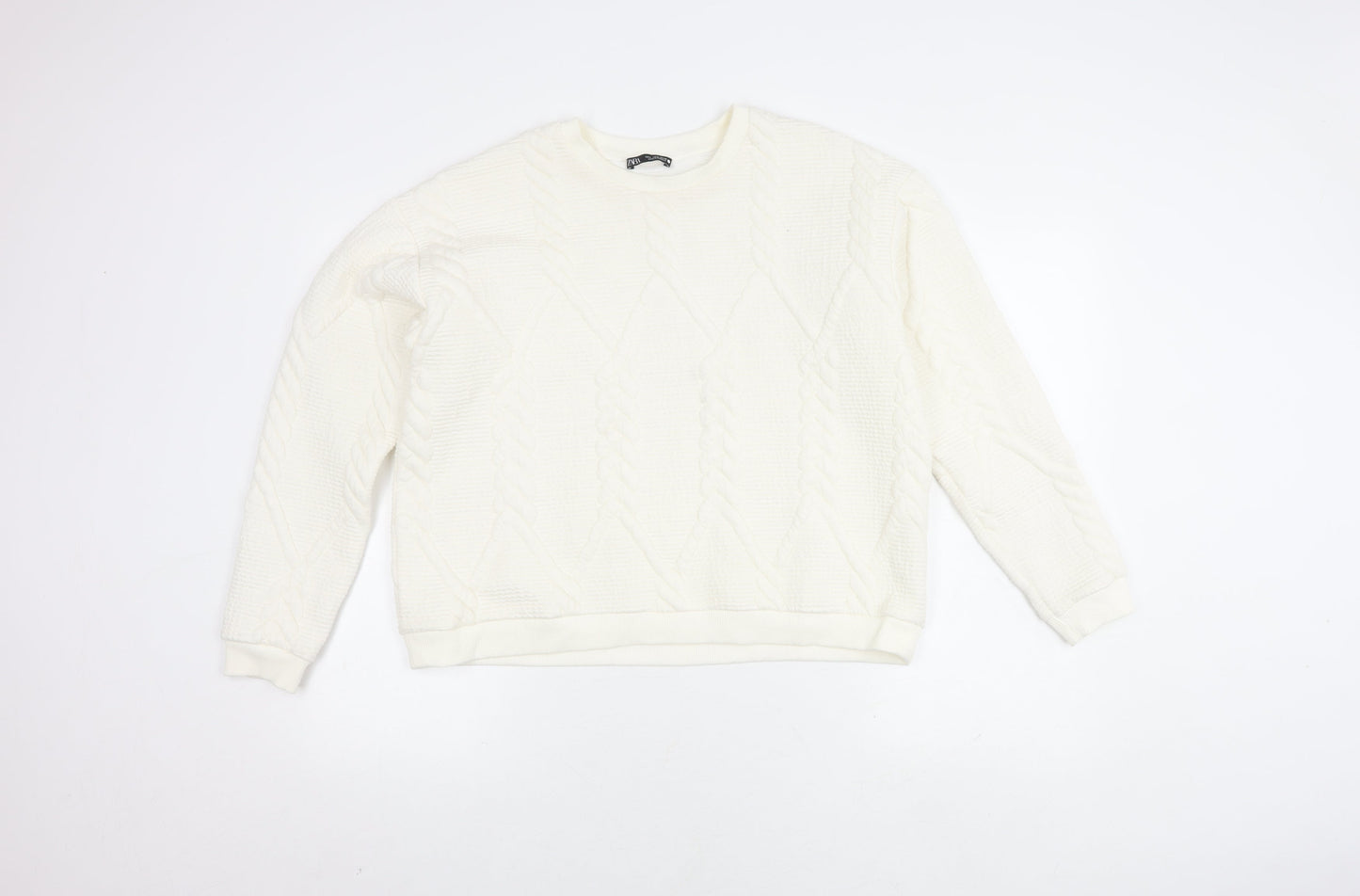 ZARA Women's Ivory Chunky-Knit Jumper, Size L