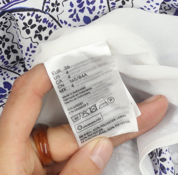 H&M Women's White Sleeveless Dress UK 8