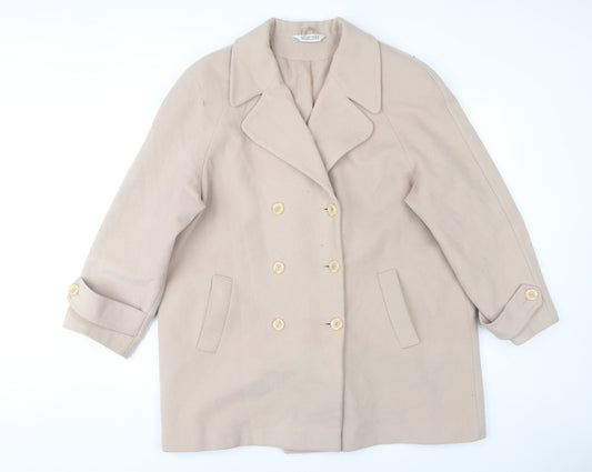 Selective Women's Beige Wool Blend Pea Coat Size 18