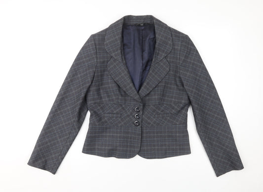 Laura Ashley Women's Grey Plaid Blazer Size 14