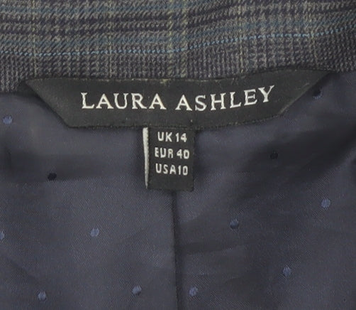 Laura Ashley Women's Grey Plaid Blazer Size 14
