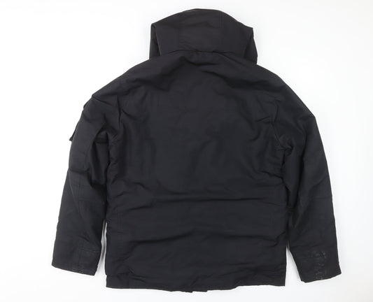 Hollister Men's Black Parka Jacket Size L Hooded