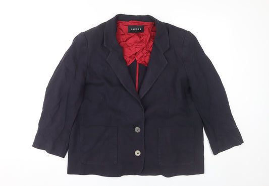 Jaeger Women's Black Blazer Size 16 Mid Length