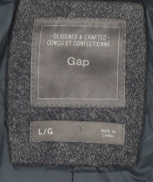 Gap Men's Grey Wool Pea Coat L - Autumn/Winter Classic