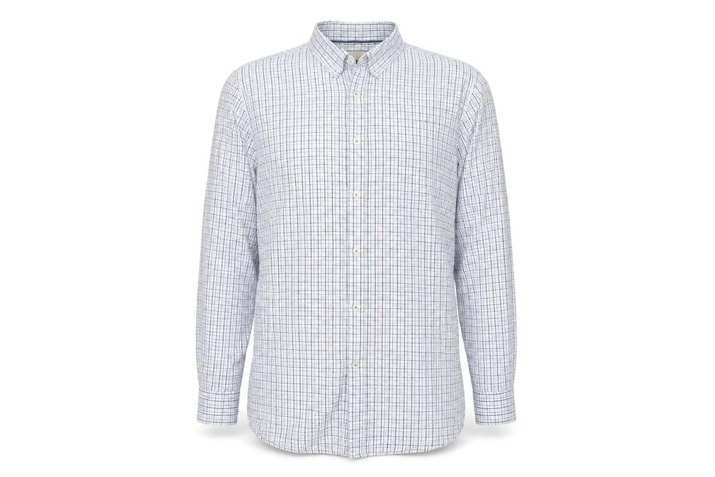 John Lewis Men's XL Blue Check Button-Down Shirt