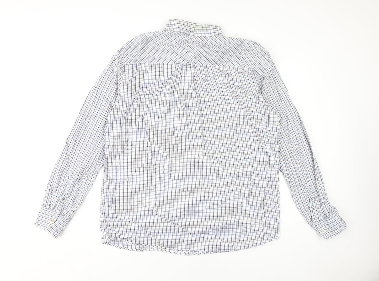John Lewis Men's XL Blue Check Button-Down Shirt