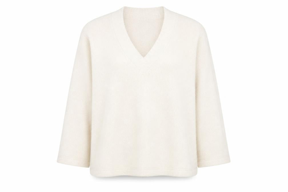 Marks and Spencer Women's Beige V-Neck Jumper L