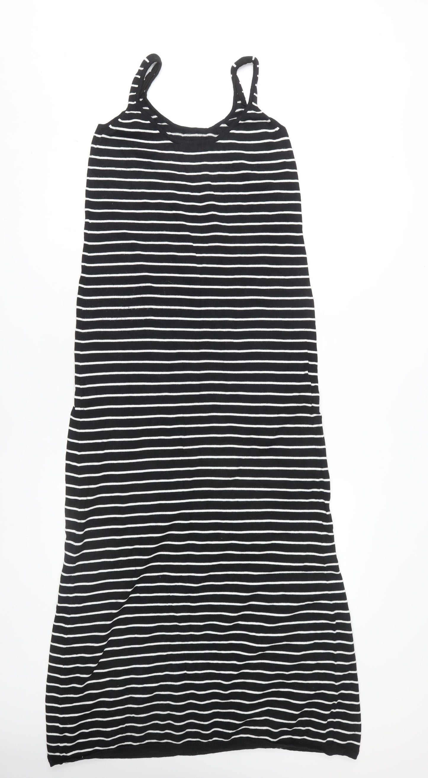 ZARA Women Black Striped Slip Dress S Summer Casual