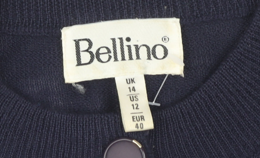 Bellino Women's Blue Cardigan, UK 14, Long Sleeve, Knit