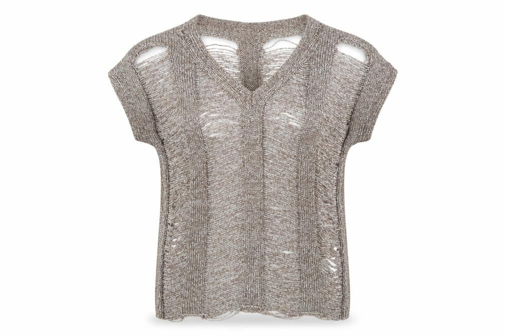 Front view of River Island Brown Open-Knit jumper, size 8