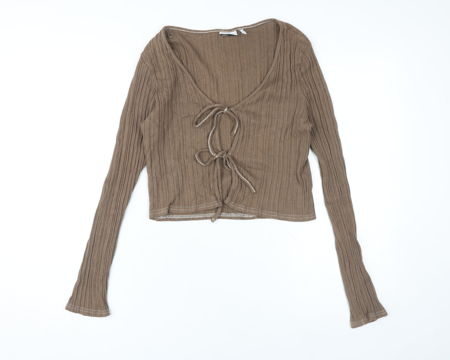 ASOS Women's Brown Cropped V-Neck Blouse, Size 12