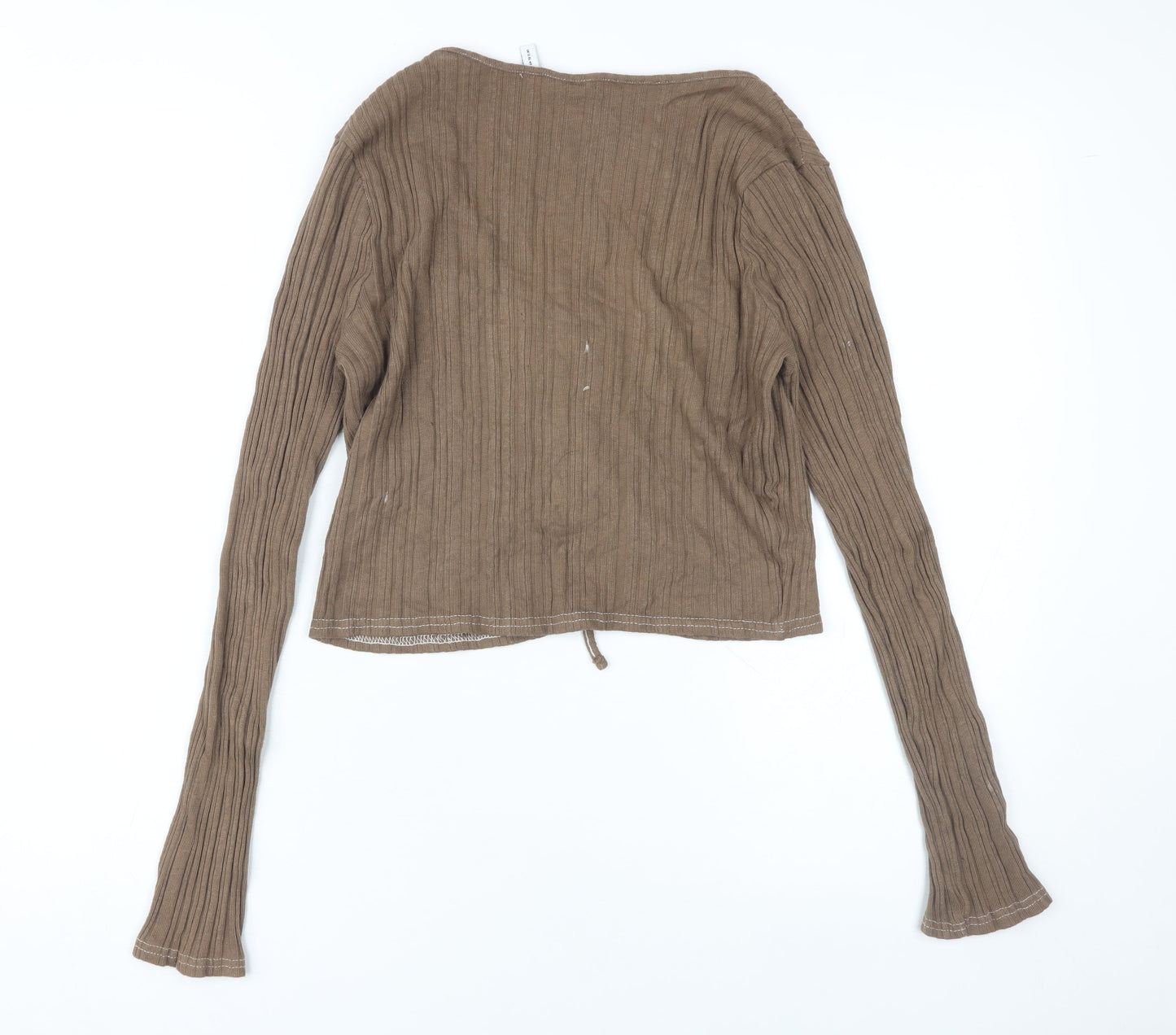 ASOS Women's Brown Cropped V-Neck Blouse, Size 12
