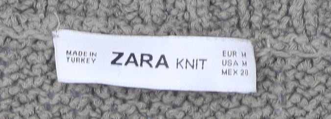Zara Women's Green V-Neck Pullover Jumper M