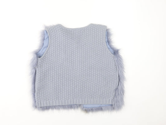 Marks and Spencer Girls Blue Faux Fur Vest 12-13 Years