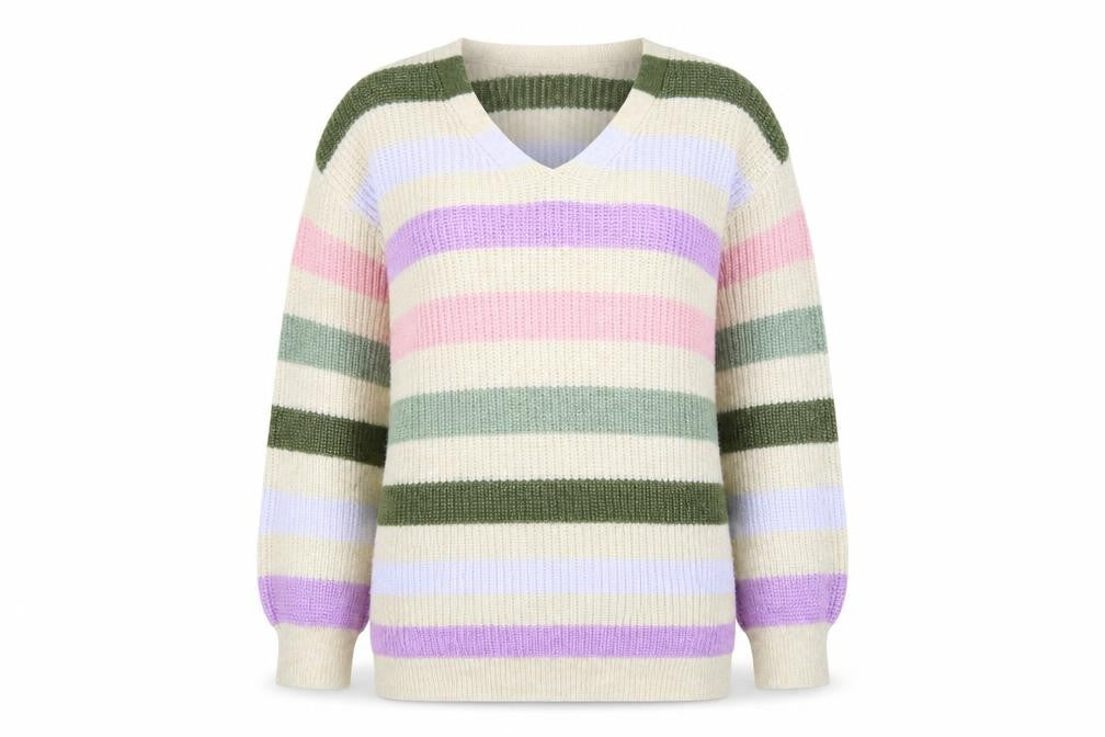 Marks and Spencer Women's Multicoloured V-Neck Jumper M